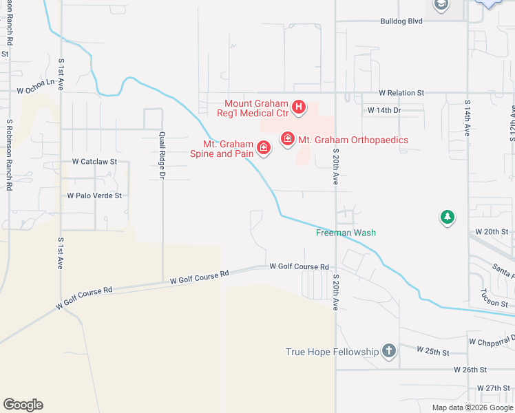map of restaurants, bars, coffee shops, grocery stores, and more near 2280 West Elizabeth Ann Drive in Safford