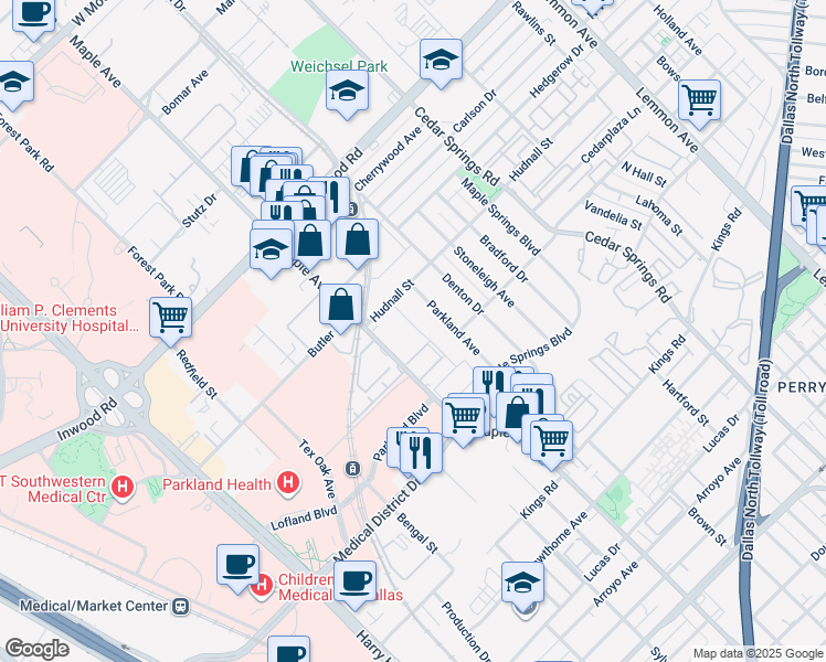 map of restaurants, bars, coffee shops, grocery stores, and more near 5306 Fleetwood Oaks Avenue in Dallas