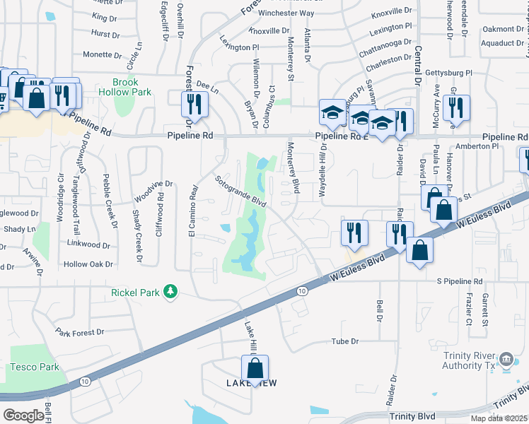 map of restaurants, bars, coffee shops, grocery stores, and more near 1402 Sotogrande Boulevard in Euless