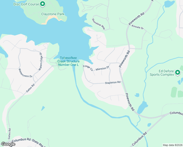 map of restaurants, bars, coffee shops, grocery stores, and more near 2671 Fringe Circle in Macon