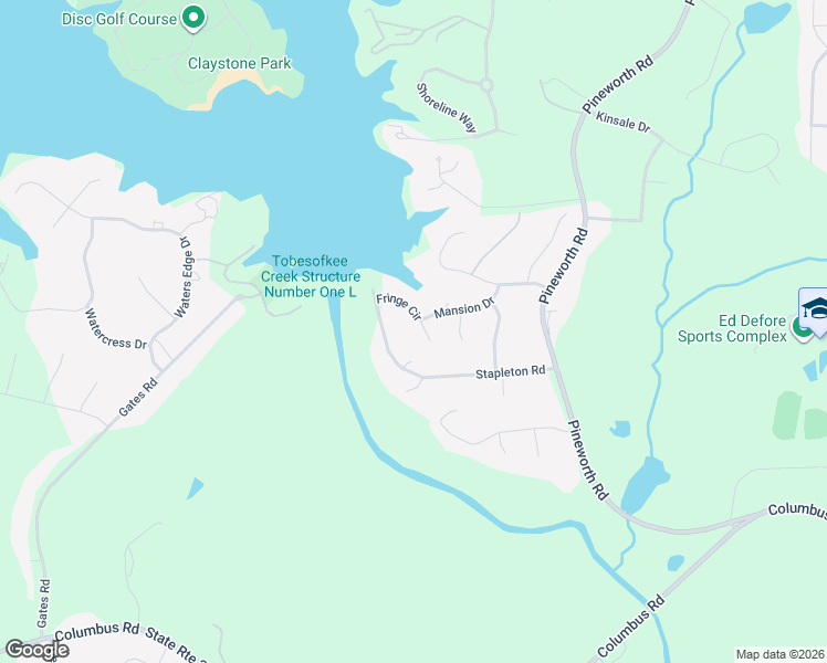 map of restaurants, bars, coffee shops, grocery stores, and more near 2671 Fringe Circle in Macon