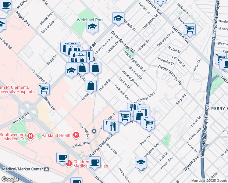 map of restaurants, bars, coffee shops, grocery stores, and more near 5306 Fleetwood Oaks Avenue in Dallas
