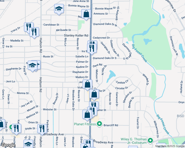 map of restaurants, bars, coffee shops, grocery stores, and more near 3758 Denton Highway in Fort Worth