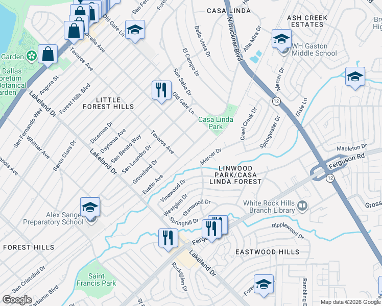 map of restaurants, bars, coffee shops, grocery stores, and more near 8922 Eustis Avenue in Dallas