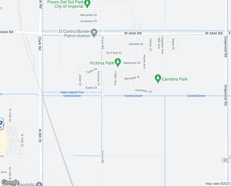map of restaurants, bars, coffee shops, grocery stores, and more near 182 Vallecito Court in Imperial