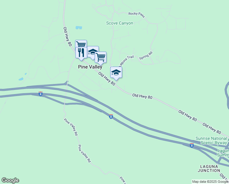 map of restaurants, bars, coffee shops, grocery stores, and more near 29057 Oak Lane in Pine Valley
