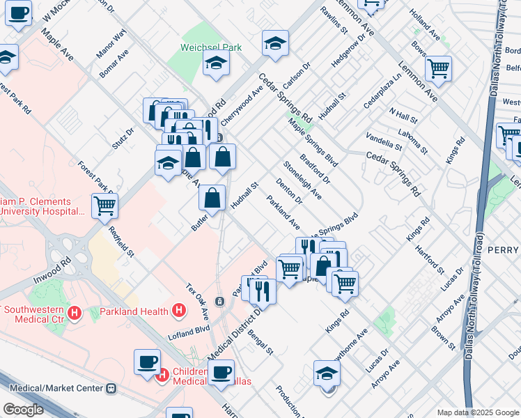 map of restaurants, bars, coffee shops, grocery stores, and more near 5306 Fleetwood Oaks Avenue in Dallas