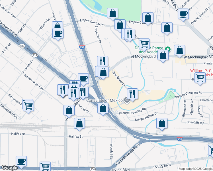 map of restaurants, bars, coffee shops, grocery stores, and more near in Dallas