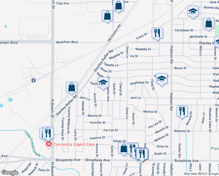 map of restaurants, bars, coffee shops, grocery stores, and more near 3728 Layton Avenue in Fort Worth