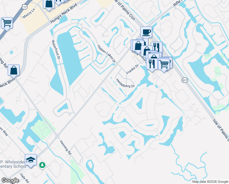 map of restaurants, bars, coffee shops, grocery stores, and more near 1843 Rifle Range Road in Mount Pleasant