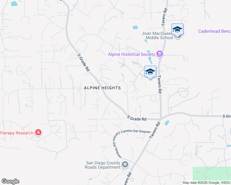 map of restaurants, bars, coffee shops, grocery stores, and more near 1539 South Grade Road in Alpine