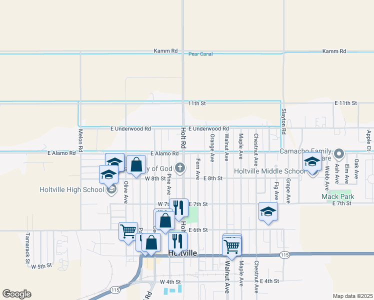 map of restaurants, bars, coffee shops, grocery stores, and more near 2302 Holt Road in Holtville