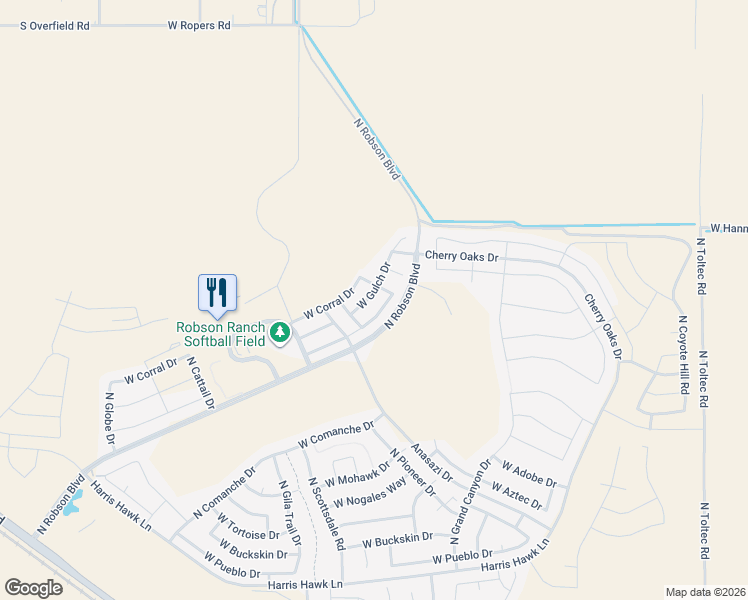 map of restaurants, bars, coffee shops, grocery stores, and more near 4779 West Posse Drive in Eloy