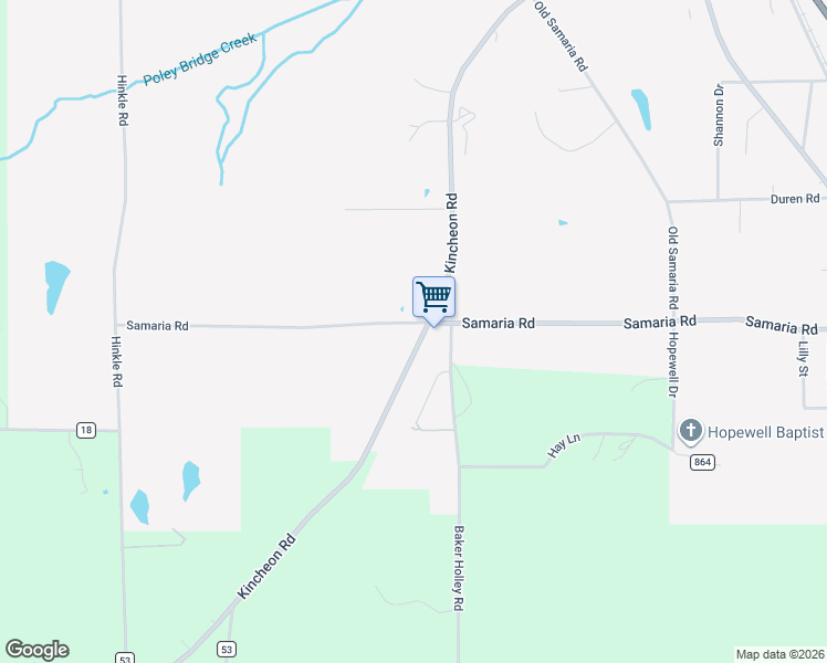 map of restaurants, bars, coffee shops, grocery stores, and more near 1600 Kincheon Road in Clanton