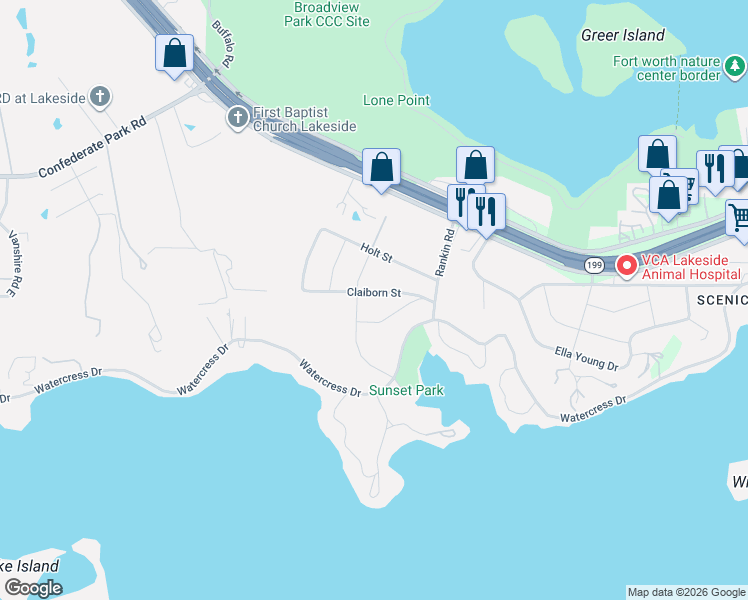 map of restaurants, bars, coffee shops, grocery stores, and more near 8841 Claiborn Street in Lakeside