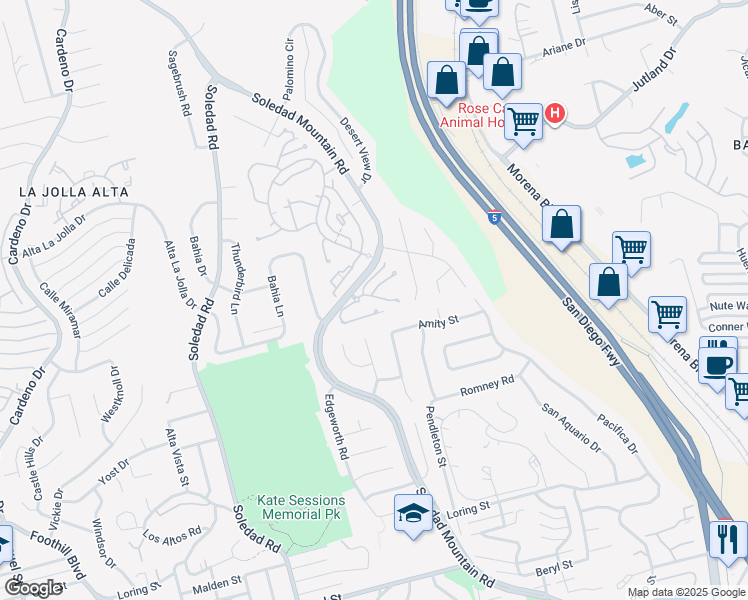 map of restaurants, bars, coffee shops, grocery stores, and more near 2223 Caminito Preciosa Sur in San Diego