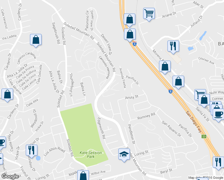 map of restaurants, bars, coffee shops, grocery stores, and more near 2261 Caminito Preciosa Norte in San Diego