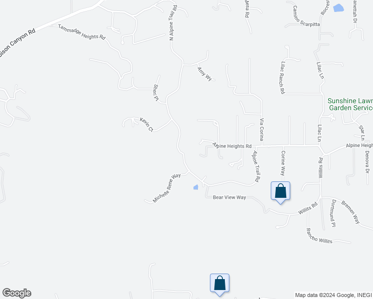 map of restaurants, bars, coffee shops, grocery stores, and more near 302 Alpine Trail Road in Alpine