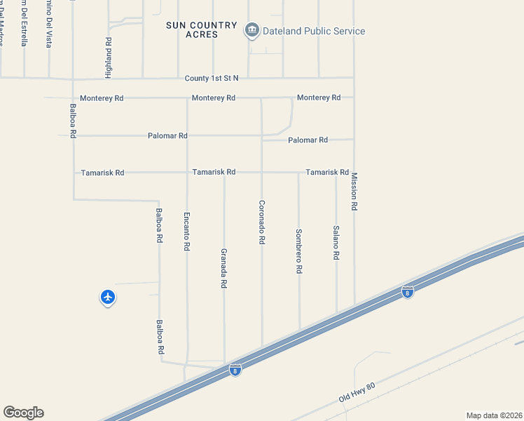 map of restaurants, bars, coffee shops, grocery stores, and more near Coronado Road in Dateland