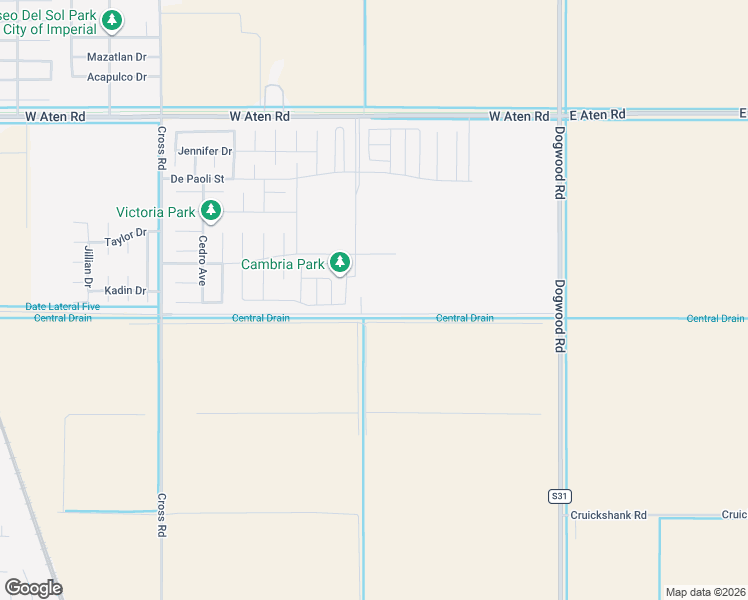 map of restaurants, bars, coffee shops, grocery stores, and more near 2302 Alejandro Avenue in Imperial