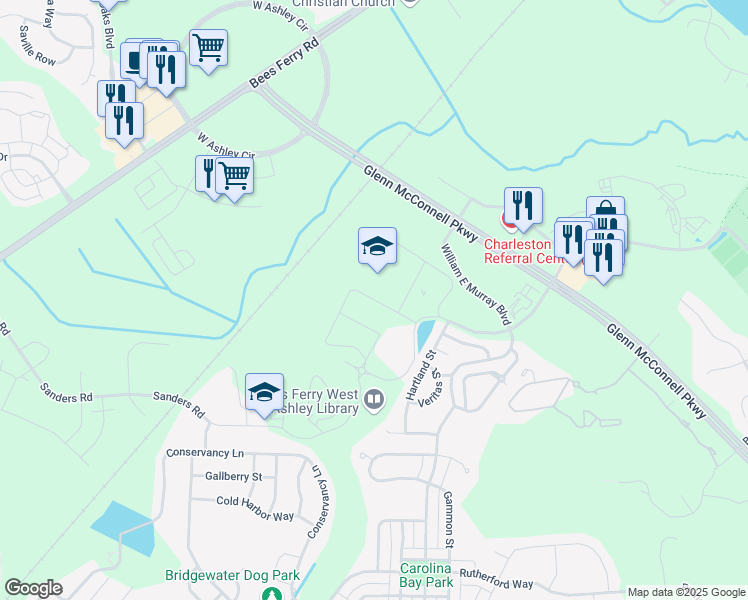 map of restaurants, bars, coffee shops, grocery stores, and more near 4060 West Wildcat Boulevard in Charleston