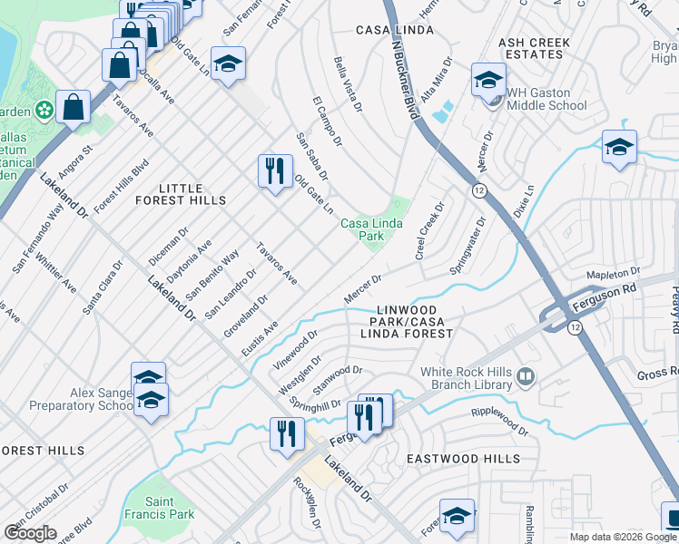 map of restaurants, bars, coffee shops, grocery stores, and more near 8922 Eustis Avenue in Dallas