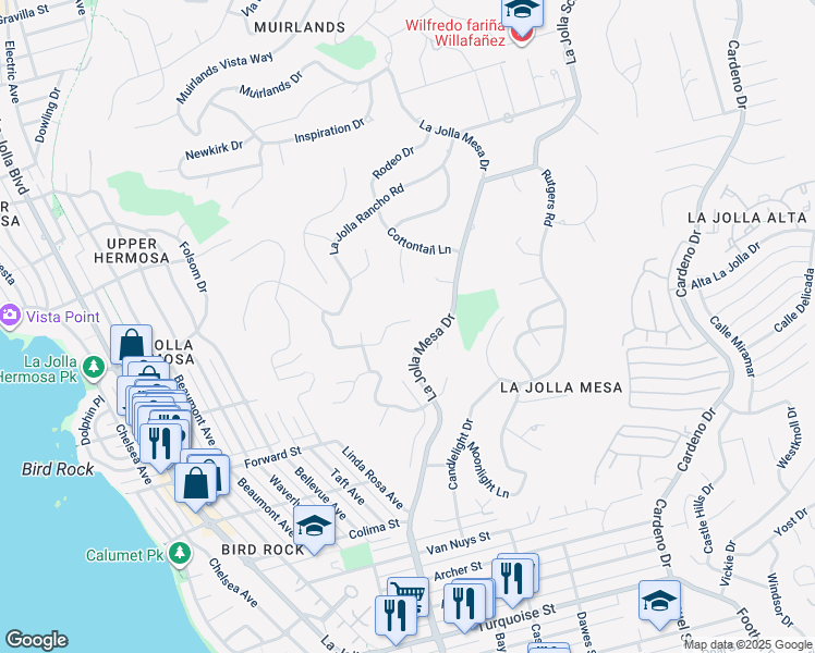 map of restaurants, bars, coffee shops, grocery stores, and more near 1177 Avenida Amantea in San Diego