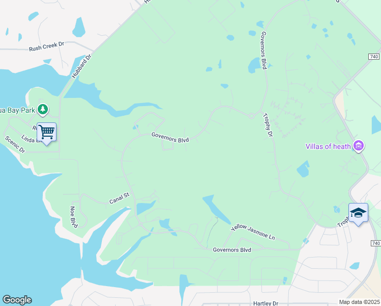 map of restaurants, bars, coffee shops, grocery stores, and more near Governors Boulevard in Heath