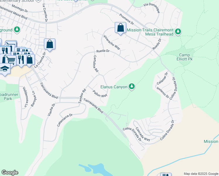 map of restaurants, bars, coffee shops, grocery stores, and more near 11037 Pallon Way in San Diego