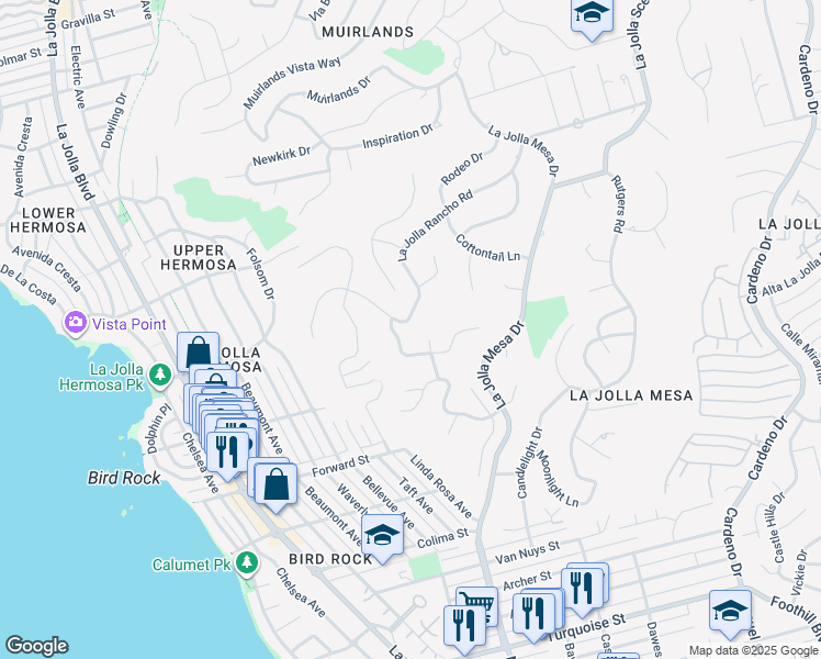map of restaurants, bars, coffee shops, grocery stores, and more near 1044 Avenida Amantea in San Diego