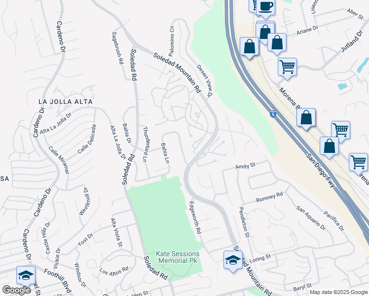 map of restaurants, bars, coffee shops, grocery stores, and more near 5487 Coral Reef Avenue in San Diego