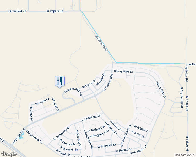 map of restaurants, bars, coffee shops, grocery stores, and more near 4864 West Gulch Drive in Eloy