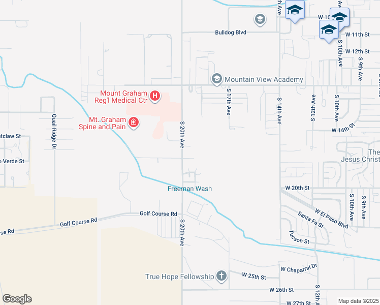 map of restaurants, bars, coffee shops, grocery stores, and more near 1741 South 20th Avenue in Safford
