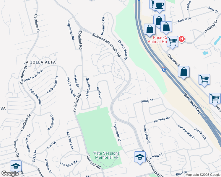 map of restaurants, bars, coffee shops, grocery stores, and more near 5497 Coral Reef Avenue in San Diego