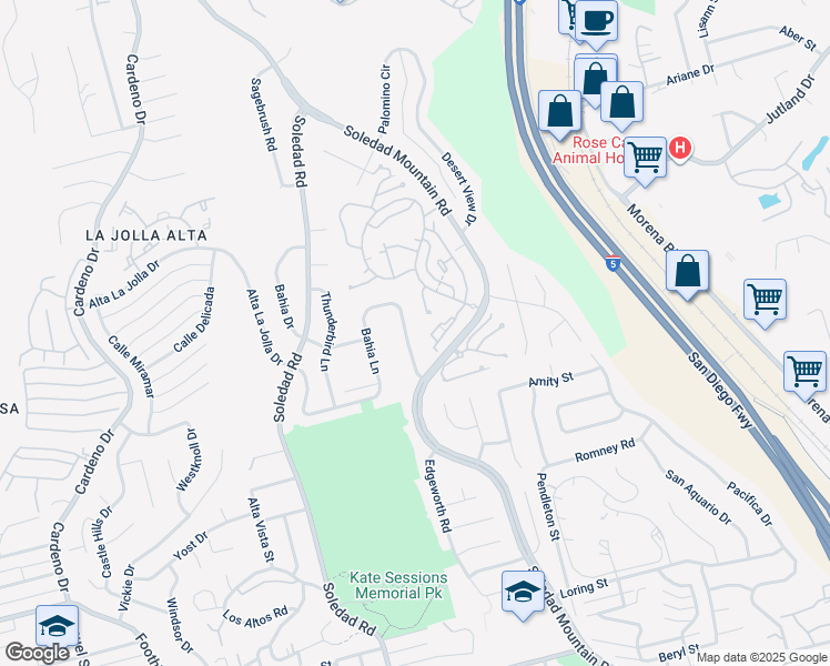 map of restaurants, bars, coffee shops, grocery stores, and more near 5497 Coral Reef Avenue in San Diego