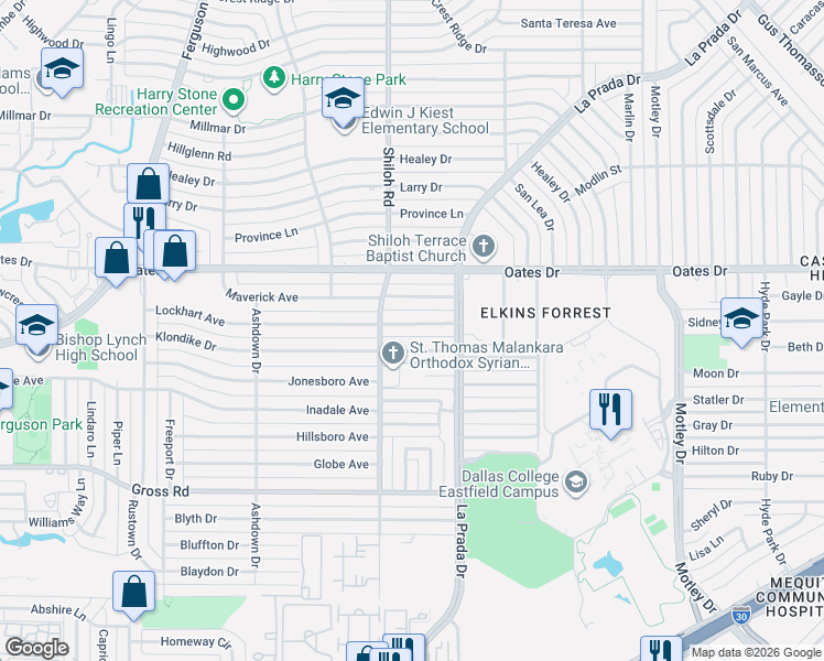 map of restaurants, bars, coffee shops, grocery stores, and more near 2717 Lockhart Avenue in Dallas