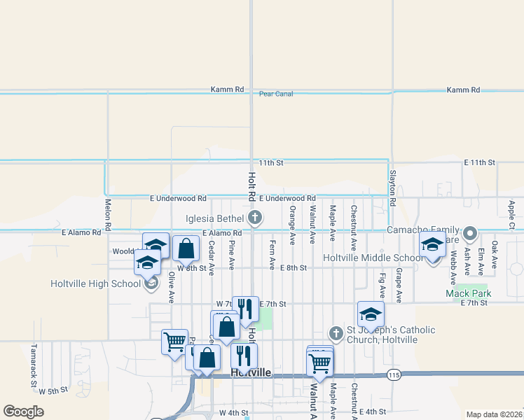 map of restaurants, bars, coffee shops, grocery stores, and more near 950 Holt Avenue in Holtville