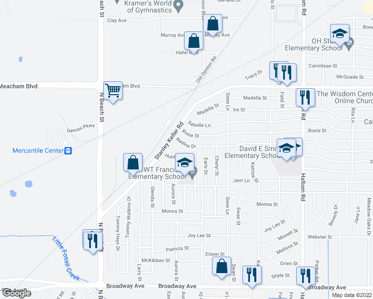 map of restaurants, bars, coffee shops, grocery stores, and more near 4524 Nadine Drive in Haltom City