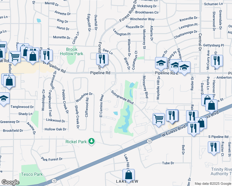 map of restaurants, bars, coffee shops, grocery stores, and more near 1203 Sotogrande Boulevard in Euless
