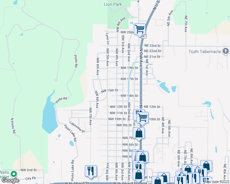 map of restaurants, bars, coffee shops, grocery stores, and more near 1515 Northwest 4th Avenue in Mineral Wells