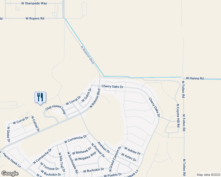 map of restaurants, bars, coffee shops, grocery stores, and more near 4600 West Agave Avenue in Eloy