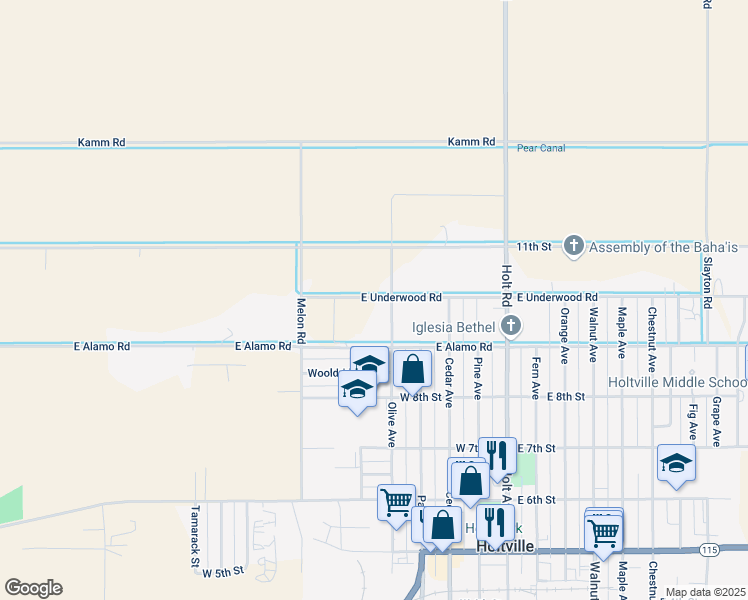 map of restaurants, bars, coffee shops, grocery stores, and more near 2325 Olive Avenue in Holtville