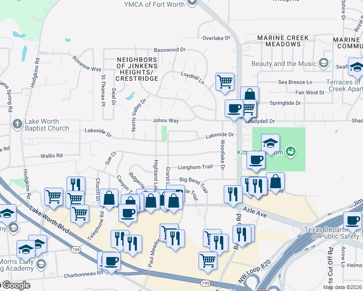 map of restaurants, bars, coffee shops, grocery stores, and more near 6325 Lakeside Drive in Lake Worth