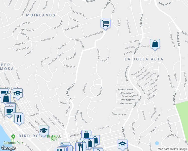 map of restaurants, bars, coffee shops, grocery stores, and more near 1681 Paseo Bonita in San Diego