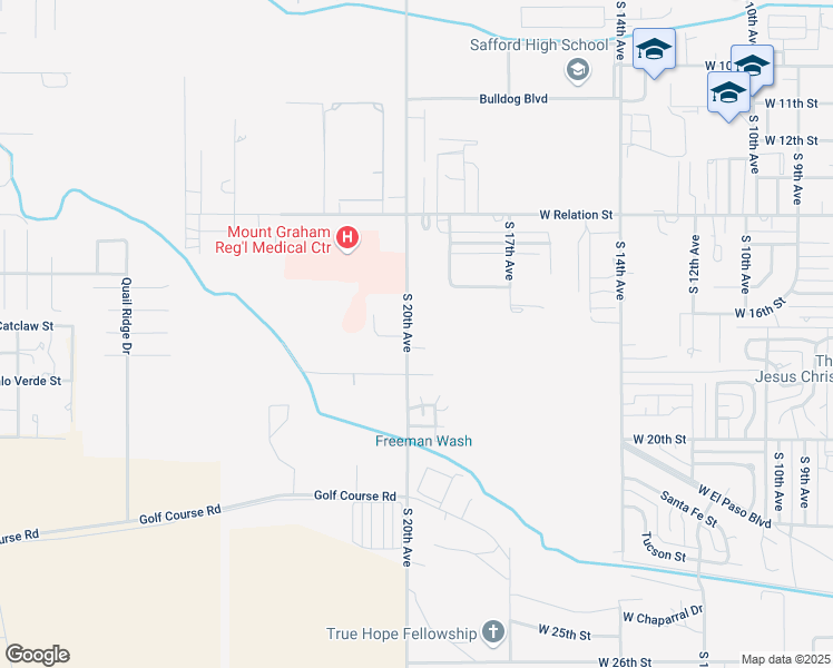 map of restaurants, bars, coffee shops, grocery stores, and more near 1741 S 20th Ave in Safford