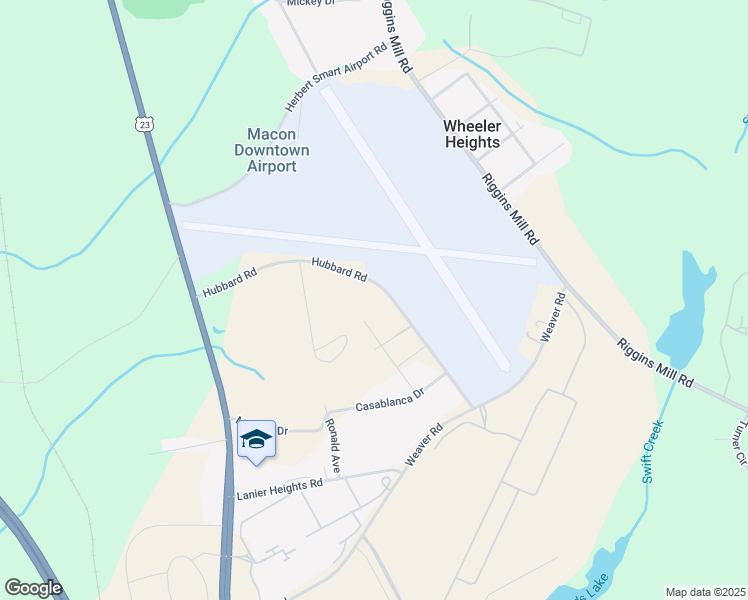 map of restaurants, bars, coffee shops, grocery stores, and more near 2351-2399 Hubbard Road in Macon