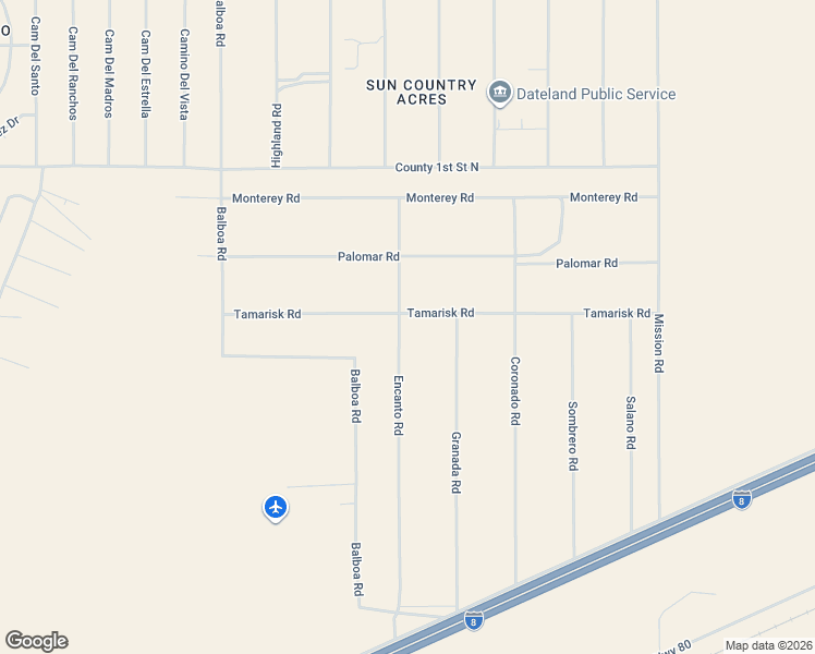 map of restaurants, bars, coffee shops, grocery stores, and more near 558 Encanto Road in Dateland