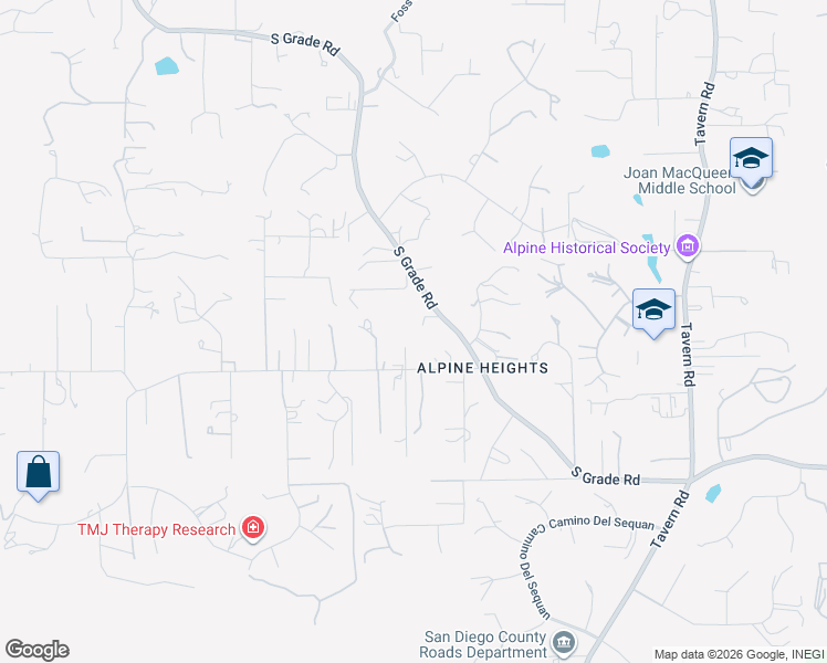 map of restaurants, bars, coffee shops, grocery stores, and more near 1430 South Grade Road in Alpine