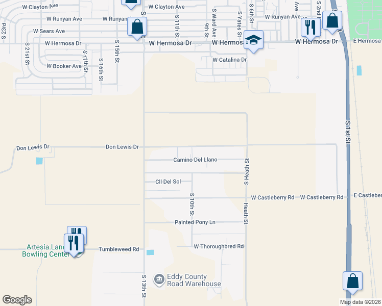 map of restaurants, bars, coffee shops, grocery stores, and more near 1002 W Cam Del Llano in Artesia