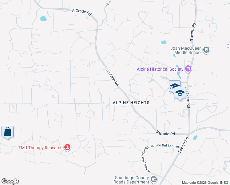 map of restaurants, bars, coffee shops, grocery stores, and more near 1430 South Grade Road in Alpine